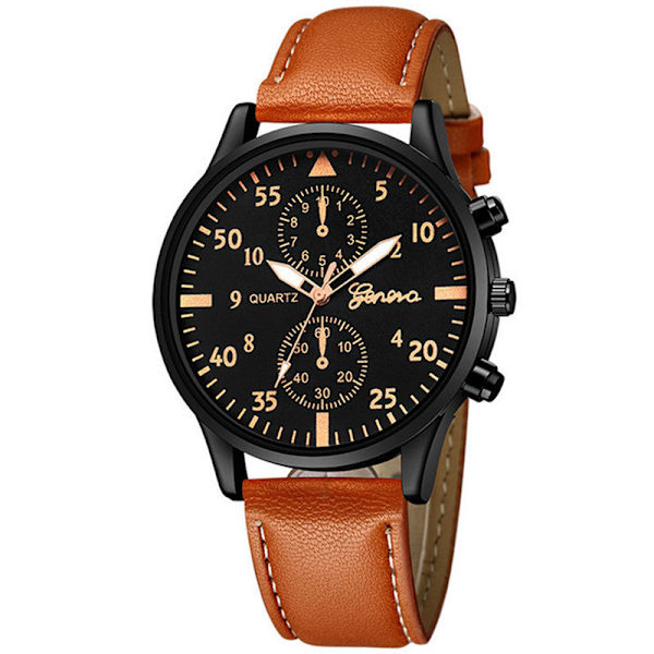 Geneva Herrklocka Kvarts Armbandsur Modeklocka Affärsklocka Herr Shell brown with white surface