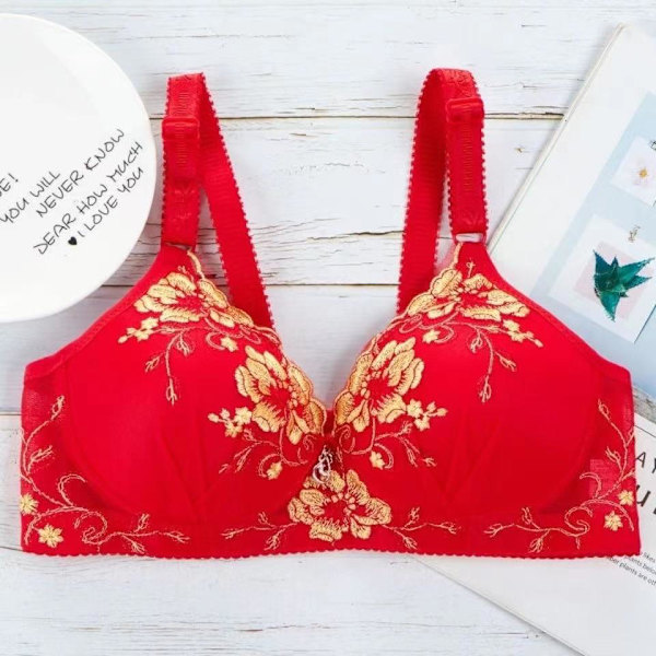 Push Up BH för Kvinnor Spets BH Sexig Bralette Utan Bygel Underkläder Mjuka Sömlösa Behåar Red 38/85C