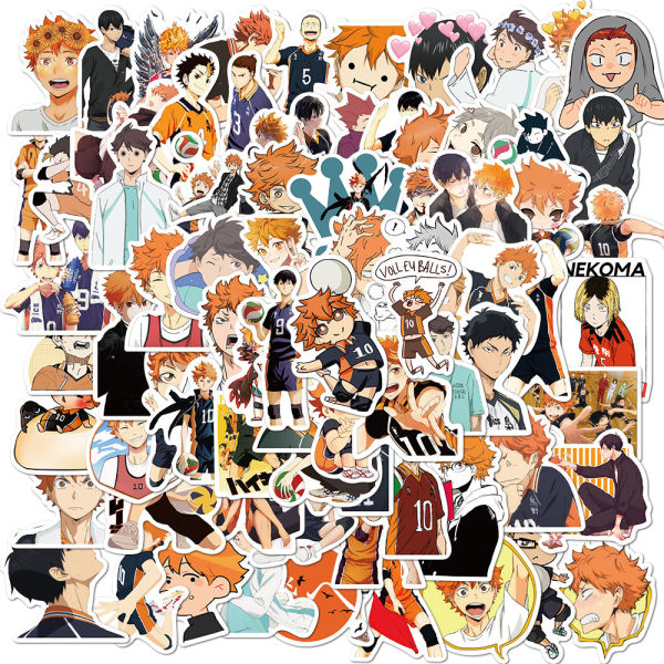 50/102 st Japan Tecknad TV Haikyuu Klistermärken För Laptop Cykel Gitarr Skateboard Dekor Vattentäta Klistermärken 102pcs-Random