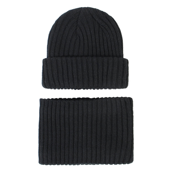 Strikket Lue Barnes 2023 Høst og Vinter Nytt Lueskjerfsett Stripet Strikket Ullue Navy blue S code