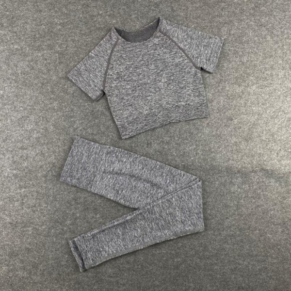 Yoga set Tops och Leggings Active Wear Träningskläder för kvinnor Grey L