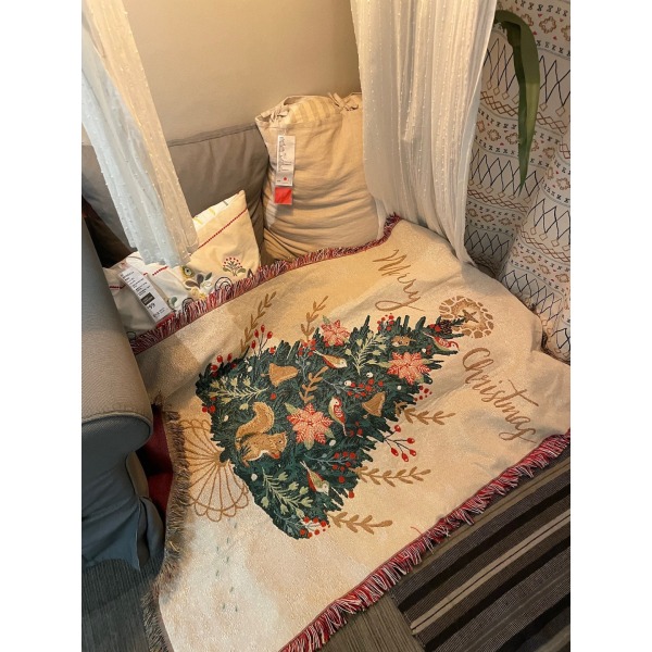 Glædelig Jul Egern Fyrretræs Tæppe Gobelin Vægdekoration Sofahåndklæde Squirrel tree blanket 90*150cm