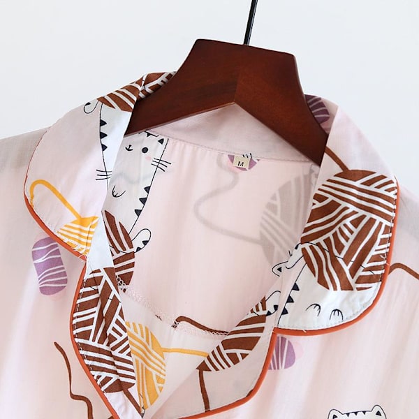 2023 Nya Dam Pyjamas för Vår och Sommar 100% Viskos Tredelad Kortärmad + Shorts + Byxor Mjuka och Bekväma Hemkläder Pink M