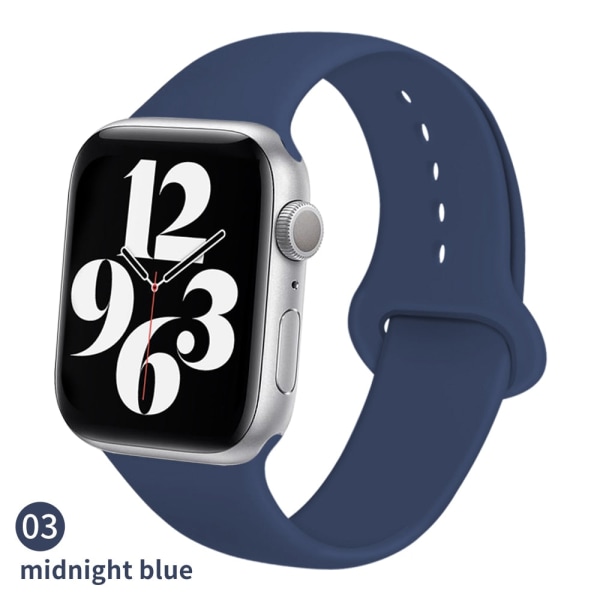 Silikonrem för Apple Watch -band 6 44mm 42mm 40mm 38mm Smart armband av gummi iWatch-band för Series 6 SE 5 4 3 2 se Midnight blue 42MM or 44MM ML