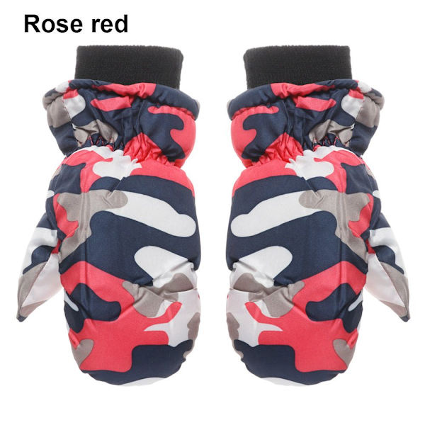 1 Par Nye Mote Barn Vinter Snø Varme Hansker Gutter Jenter Ski Vindtett Vanntett Tykke Votter Holder Fingrene Varme 2-5 years-R 17cm One Size