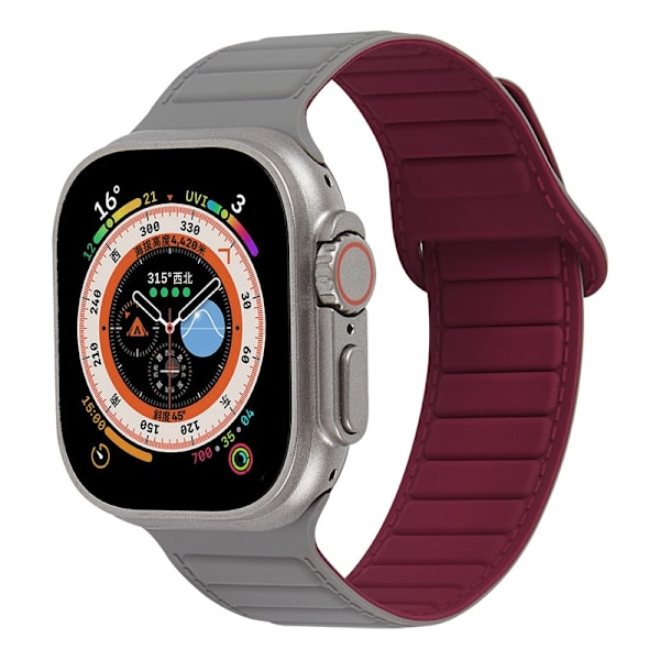 Klockarmband för Apple Watch iWatch 38-41mm svart box grå med vinröd