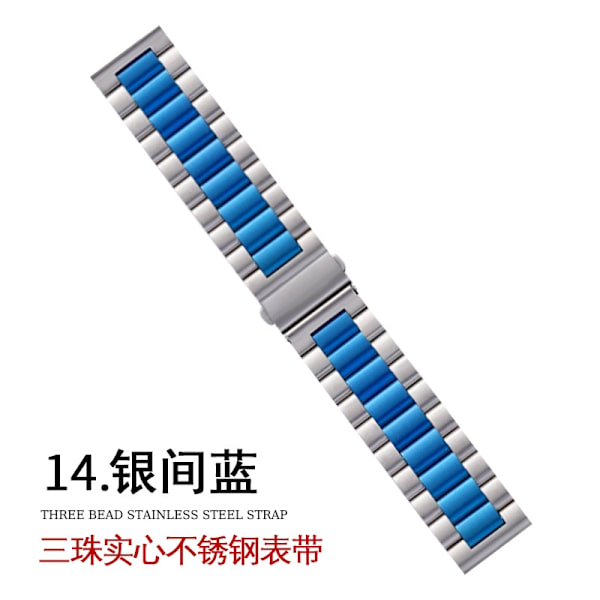 Klockarmband för Apple Watch iWatch för 42-44-45mm 4 silverblå tre pärlor solid