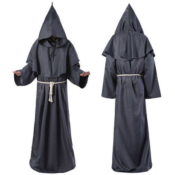 Middelalder Halloween Kristen Munk Præst Kåber Heks Troldmand Kappe Cape Party Død Spøgelse Vampyr Djævel Dæmon Cosplay Kostumer Red M