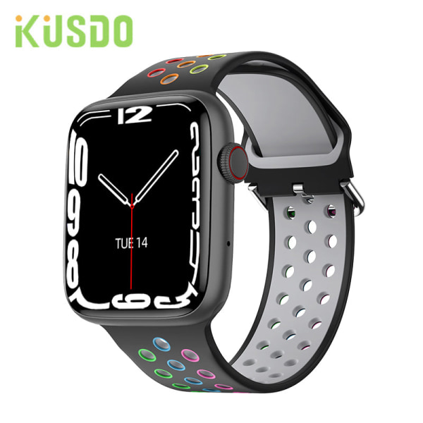 44mm Smart Watch Herr Dam Smartwatch Bluetooth Call Trådlös laddning Custom Dial 2023 Fitness Armband För Apple Android Pink Rainbow