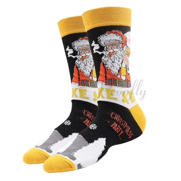 Julstrumpor PEONFLY Nya Färgglada Bomullsstrumpor Herrstrumpor Harajuku Hip Hop Roliga Tecknade Jultomten Kakor 1 EUR38-46