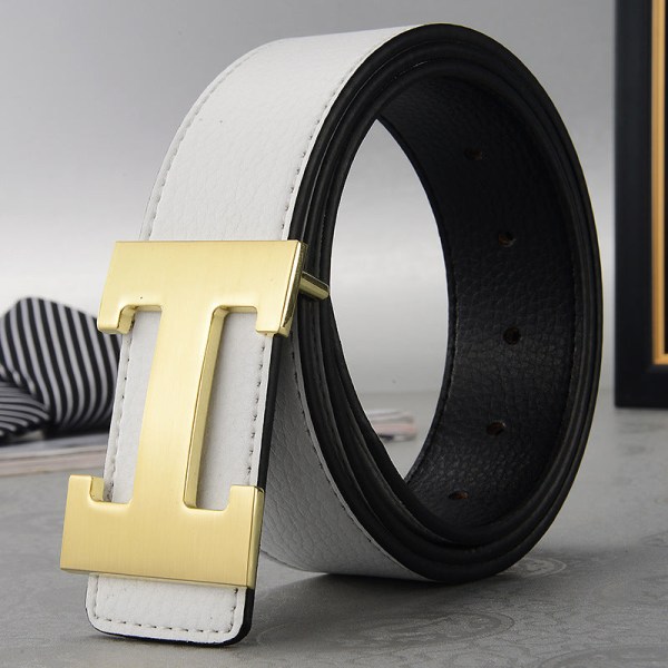 Bälte Herr Casual Trendigt Allround Mellanålders Personer Ungdom Byxbälte Black Silver Buckle 115cm