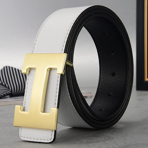 Bälte Herr Casual Trendigt Allround Mellanålders Personer Ungdom Byxbälte Coffee color gold buckle 115cm