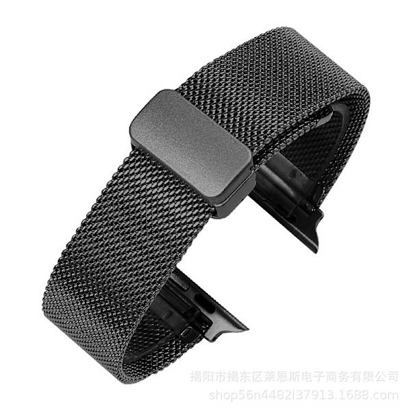 Kellon ranneke Apple Watch iWatch -kelloon, soveltuva liitäntä 42-44-45-49mm Musta verkkoranneke magneettisoljella