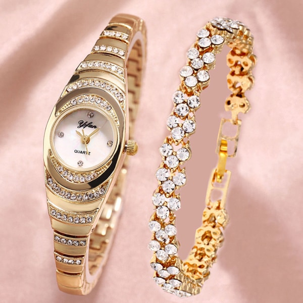 Lyxigt diamantbestrött stjärnklart elegant quartz-klockset med diamanter för alla tillfällen Style eight suit with box