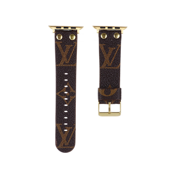 Klockarmband för Apple Watch iWatch 38/40/41 S1042MM Guldspänne dubbel nit VL blomma brun
