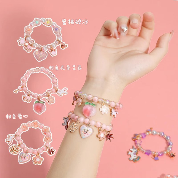 Armband Barnarmband Snöre Pärlor Kristall Kvinnlig Söt Student Flickvänner Flicka Mode Prinsessa 7# pink snowflake Aisha
