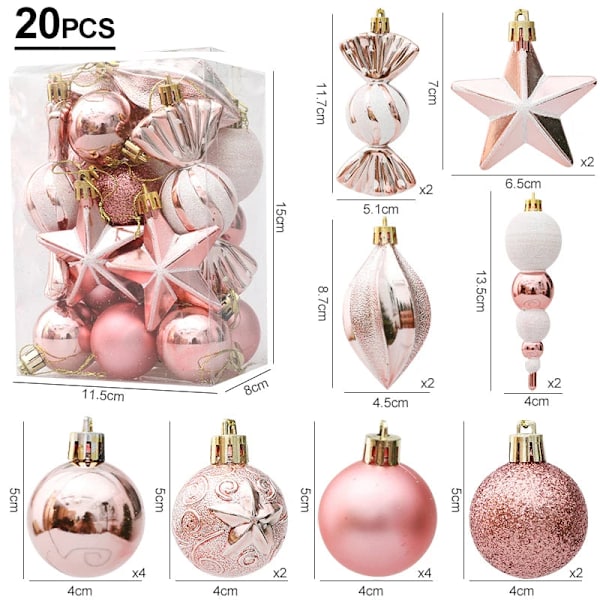 Julekuler Rød Polkagris Hengende Ornament Store Anheng Sett Julepynt Til Hjemmet 2024 Natal Navidad Nyttår Red-20pcs