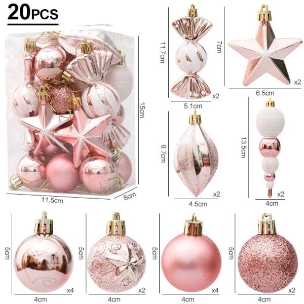 Julgranskulor Röd godisrör Hängande prydnad Stora hängen Set Juldekorationer för hemmet 2024 Natal Navidad nyår Champagne-20pcs3