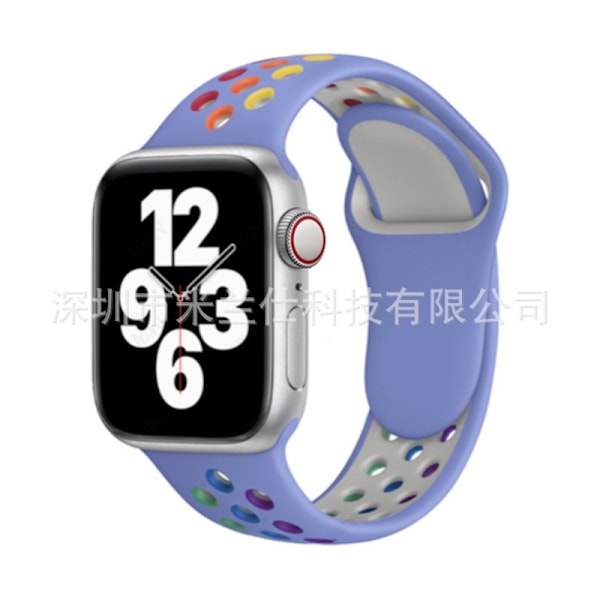Klockarmband för Apple Watch iWatch 38/40/41/42mm-S10 utökad storlek ML kod 56 hjärtslående blå regnbåge