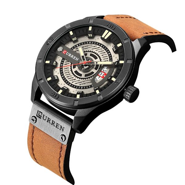 Vyö Miesten Kello Miesten Kello Kalenterikello Business Vyö Vyö Miesten Kello Black Shell Orange