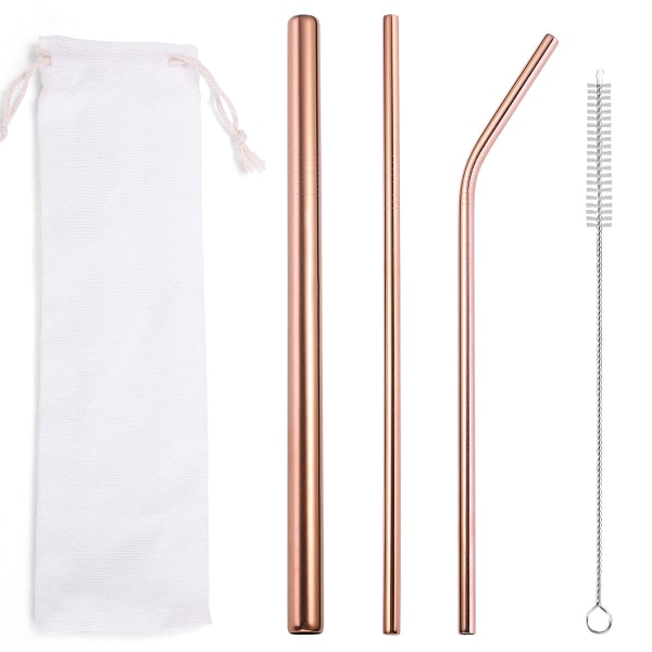 Populärt Bordsservis Livsmedelsgodkänd Miljöskydd Rostfritt Stål Sugrör Drick Mjölk Te Metall Sugrör 3 Set Silver 3 straw 1 brush/light bag