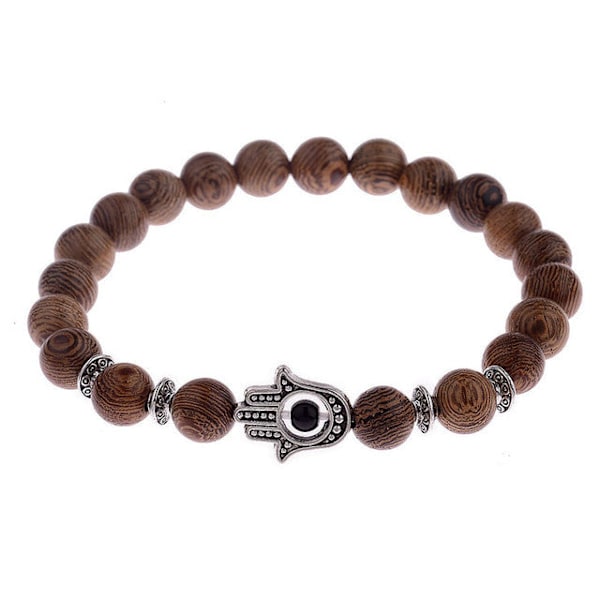 8mm Uudet luonnonpuuhelmirannekorut Miehet Musta Etninen Meditaatio Valkoinen Rannekoru Naiset Rukouskorut Jooga Rannekoru Homme 005-C1