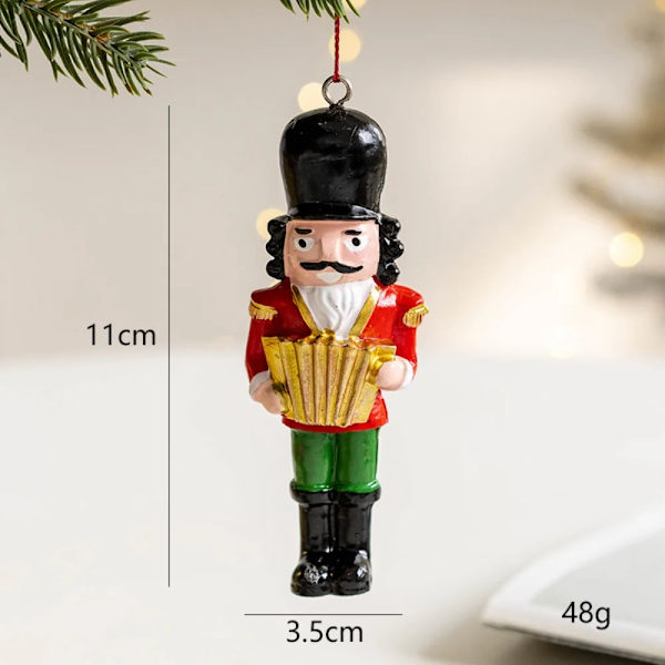 1 st Julnötknäppare Hängen Harts Docka Hängande Ornament Julgran Nötknäppare Soldat för Julfestdekorationer GJ181-C