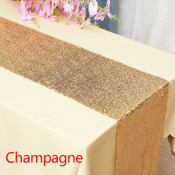 30x180cm Färgglad Paljettbordslöpare För Festduk Bröllop Bordsduk Bordsöverdrag Dekoration Bordslöpare dark gold