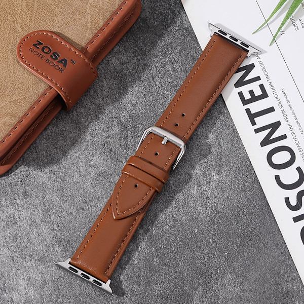 Klockarmband för Apple Watch iWatch 42/44/45/49mm ljusbrunt med nålmönster PG-switch fjäderstift