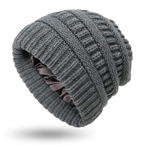 Høst og Vinter Ins Ny Hatt Dame Beskyttende Frisyre Varm Ull Strikket Sateng Hatt 9 Farger #5 wine red Average size