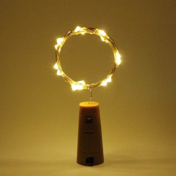 1M/2M LED Ljusslingor Koppar Silvertråd Fairy Light Girlang Flaskpropp För Glas Hantverk Bröllop Juldekoration White 2M 20LEDs