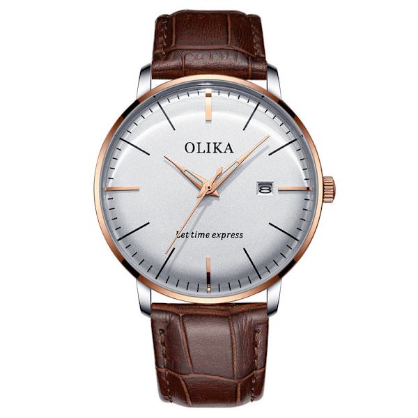 Schweiziskt Märkesklocka Herr Vattentät Icke-Mekanisk Automatisk Arc Quartz Klocka Herr Sport Herr Presentklocka Rose shell leather strap