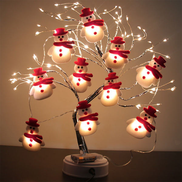 Jul Plysch Muppet Snögubbe Ljusslinga Led Jultomte Huvud Älg Jul Dekorativa Ljus Snowman 2 M 10 lights-battery box always on