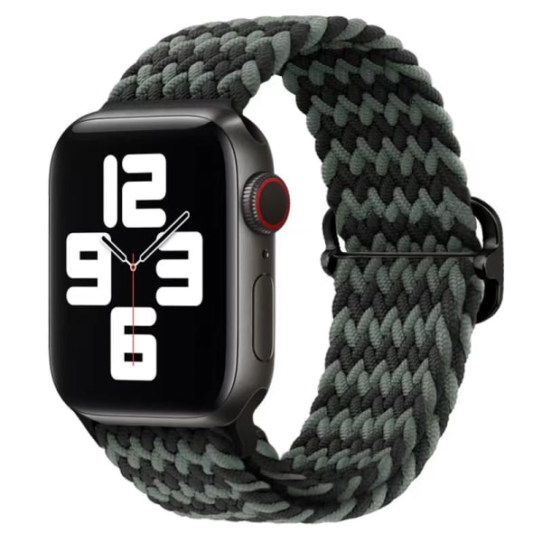 Flätad solo-öglerem För Apple Watch -band 44mm 40mm Series 7 6 54SE Justerbar elastisk nylon för iwatch 3 42mm 38mm Armband Black For 38mm-40mm-41mm