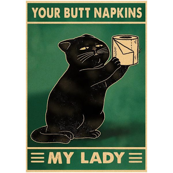 Sødt Tegneserie Sort Kat Kraft Papir Plakat Plakater Vægkunst Maleri Boligindretning Billeder Vintage Sjove Kæledyr Vægklistermærker 42X30cm 74767