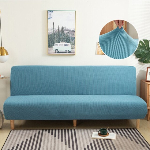 15 färger Polar fleece bäddsoffa cover Armlös hopfällbar soffa Bänk Slipcover Bäddsoffa överdrag X/Z/D Storlek För Hem Hotell Blue Z  160-190cm