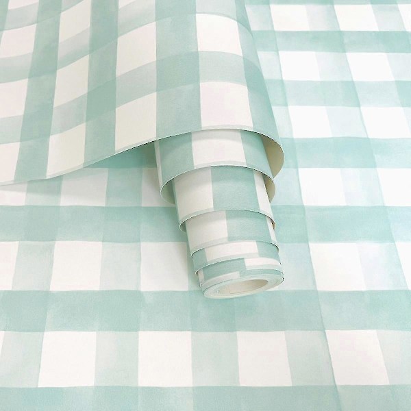 Vesiväri Gingham Tapetti Holden Pehmeä Sinivihreä Soft Teal
