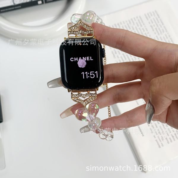 Kellon ranneke Apple Watch iWatch 42/44/45/49mm Kristallisydänhelmillä