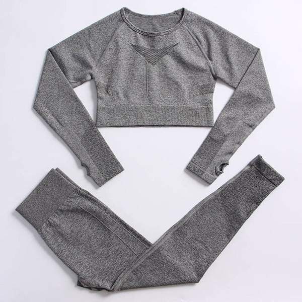 Joogasetti Kuntosalivaatteet Verryttelypuku Korkeavyötäröiset Housut Urheiluliivit Naisille Top Pants-Dark Gray XL