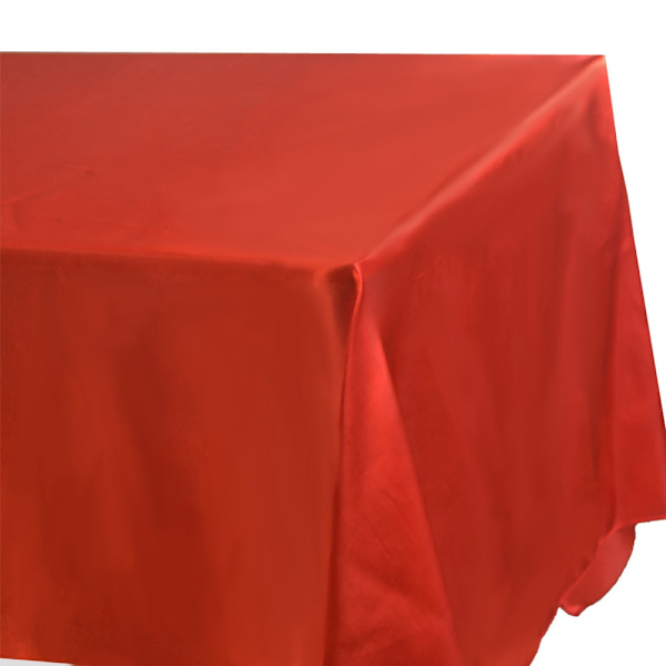 Rektangulær satengduk Overlegg Bryllupsbankett Tapete Hjem Spisebord Dekke Jul Halloween Bursdag Duk Red 145X250CM