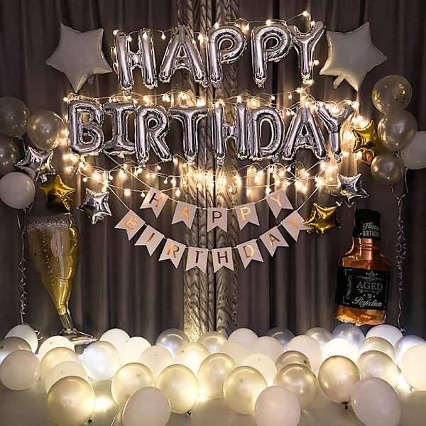 Jul Födelsedagsdekoration Ballongset Gyllene Födelsedagsscen Layout Partyballong Adult Birthday style 3
