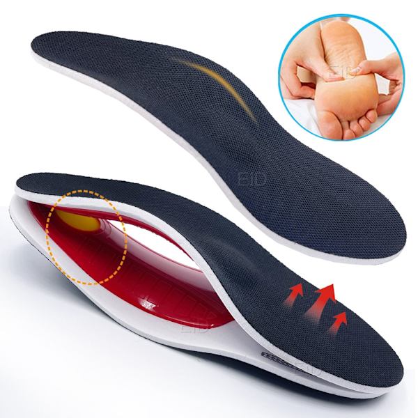 EiD Premium Ortopediska Inlägg med Högt Stöd för Fotvalvet Gelkudde 3D Stöd för Plattfot Kvinnor/Män Ortopedisk Fotsmärta L EU(40-46) 1 Pair