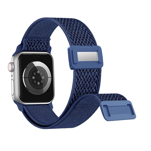 Urrem til Apple Watch iWatch 38/40/41MM Plastik indvendigt magnetisk spænde W mønster mørkeblå
