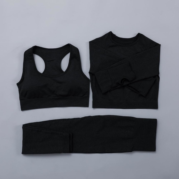Yoga Set Träningskläder Crop Top Hög Midja Leggings Sportkläder För Kvinnor BraPantsPink S