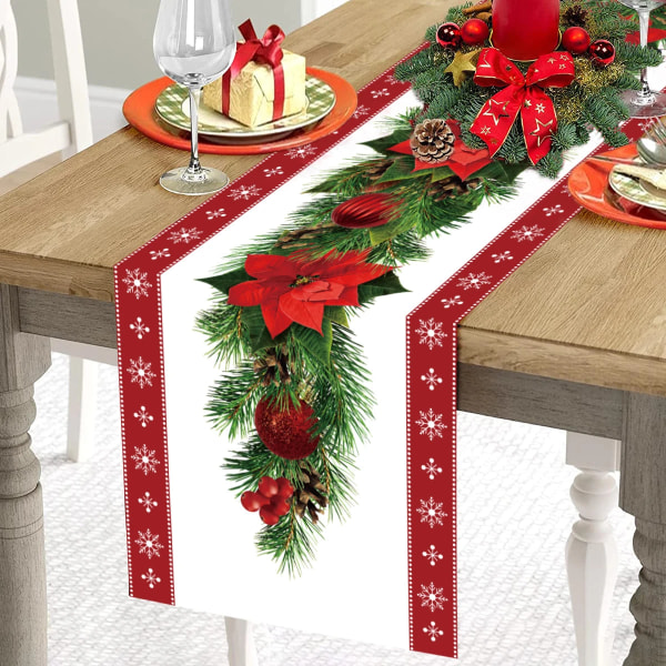 Juledug Bordløber Glædelig Jul Dekoration til Hjemmet Julefrokostindretning 2023 Navidad Notal Noel Ornament Godt Nytår 2024 14