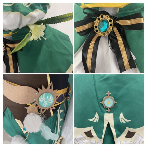 Venti Kostume Spil Genshin Impact Anime Cosplay Tilbehør Rekvisitter Paryk Kappe Sæt Halloween Gave Wig+Customs S