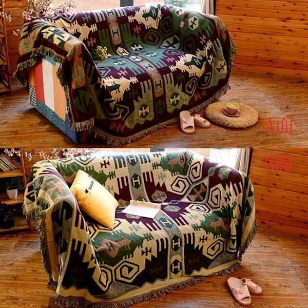 Europa Pink Sofa Plaid Bomuldstråd Strikket Tæppe Med Kvaster Geometri Boheme Sofa Betræk Seng Tæppe Boligindretning geometric 90x180cm