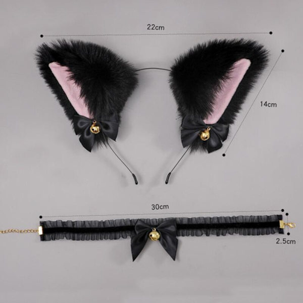 Sødt Smukt Kvinder Piger Katteøre Hårbøjle Halskæde Anime Fest Cosplay Kostume Klokke Plys Hovedbeklædning Hårbøjle Hårtilbehør collar style2