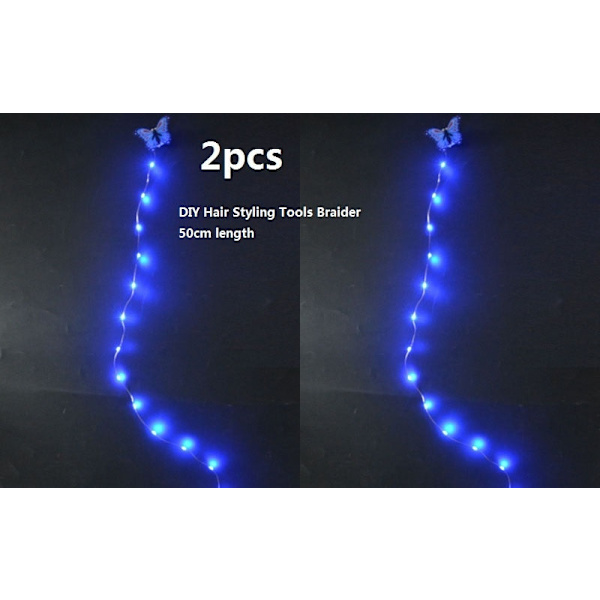 Jente Sommerfugl Lysende Tutu LED Skjørt Glød Blomsterkrans Hodebånd Party Magisk Engel Fe Jul Kostyme Bursdagsgave 2pcs  blue