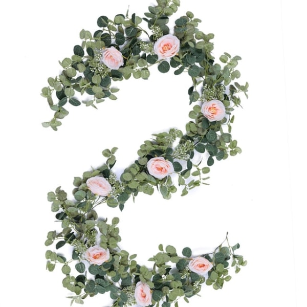 2M Kunstige Blomster Planter Falsk Eukalyptus Ranke Guirlande Hængende til Bryllup Hjemmekontor Fest Have Håndværk Kunst Dekoration 1pc white camellia